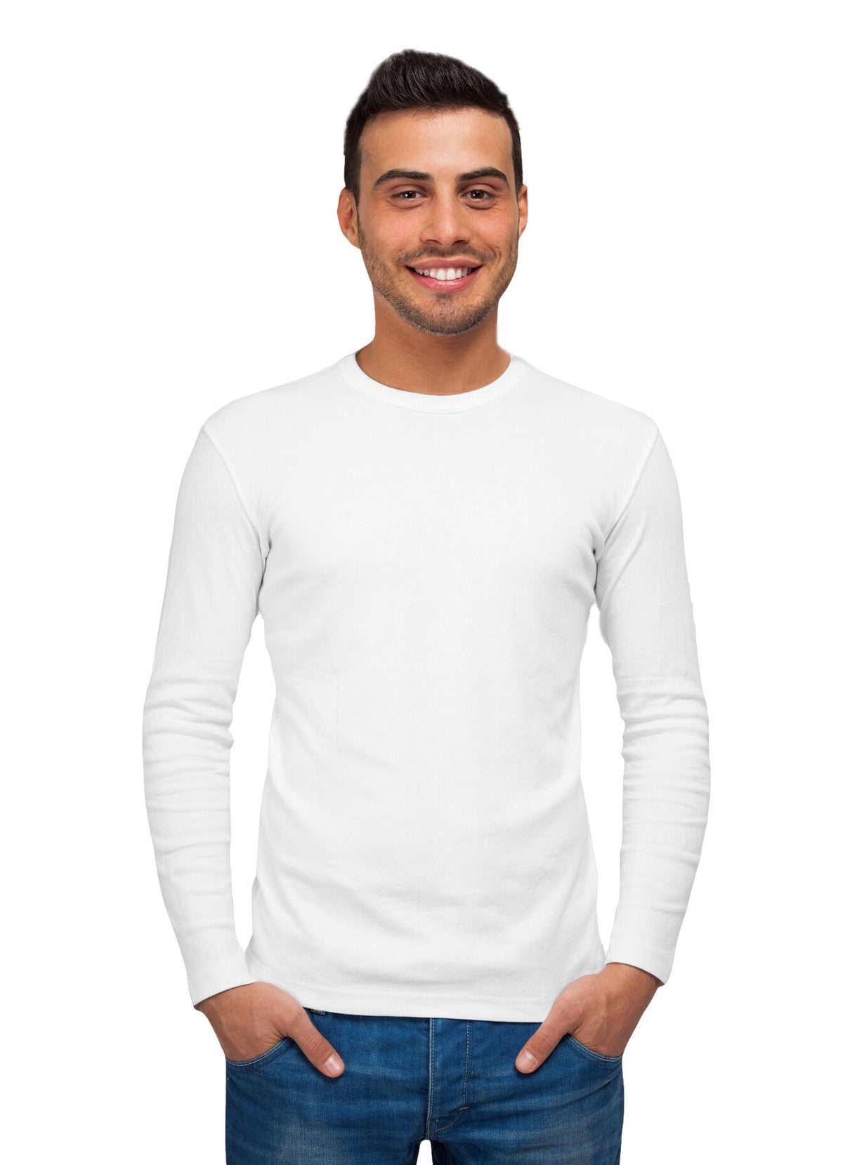 playera para hombre tacto algodon brush, cuello redondo, manga larga
