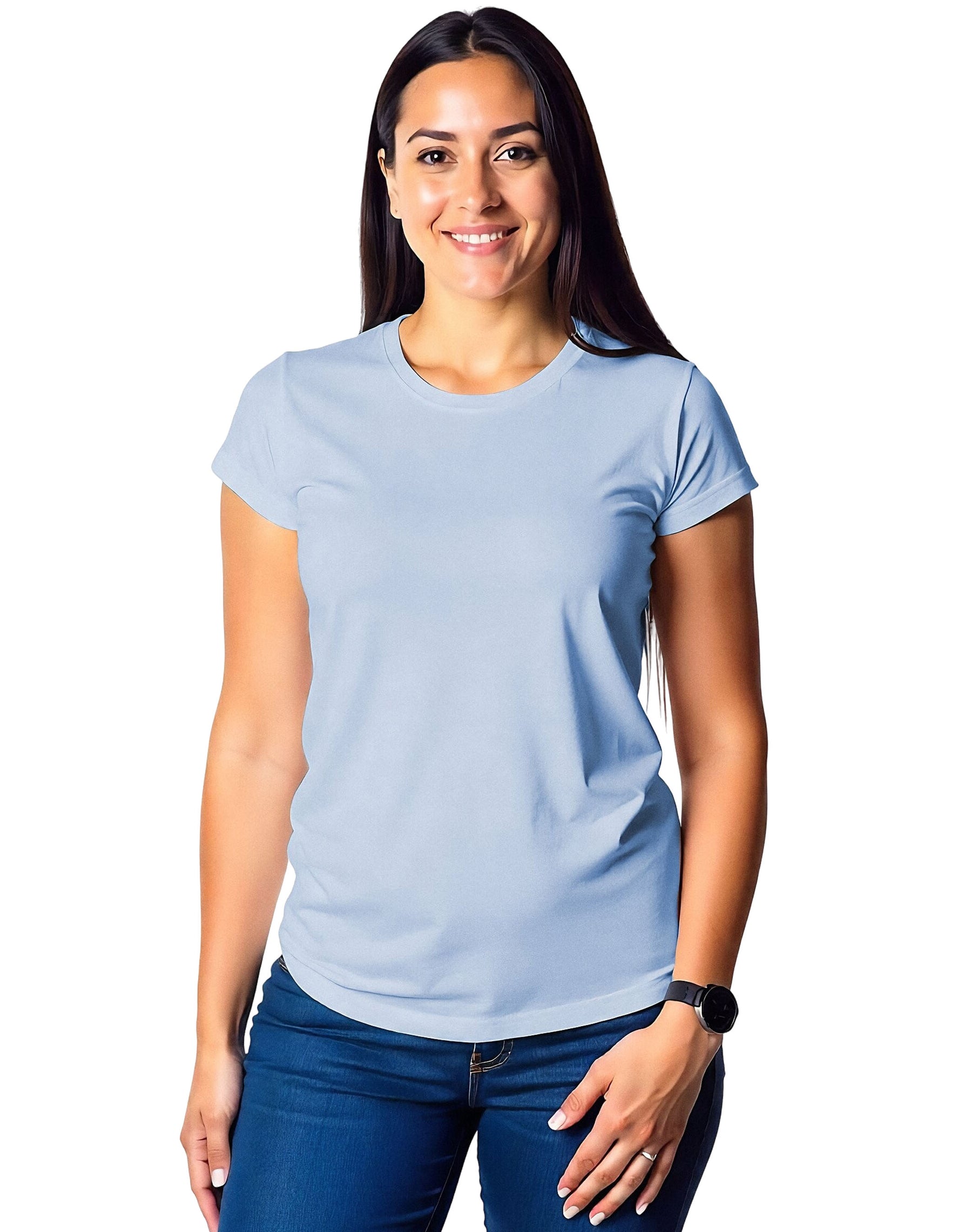 blusa para dama tacto algodón brush, cuello redondo, manga corta