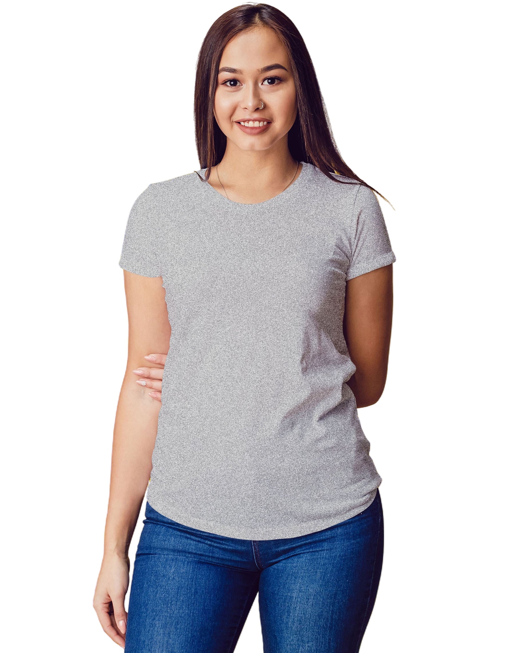 blusa para dama tacto algodón brush, cuello redondo, manga corta