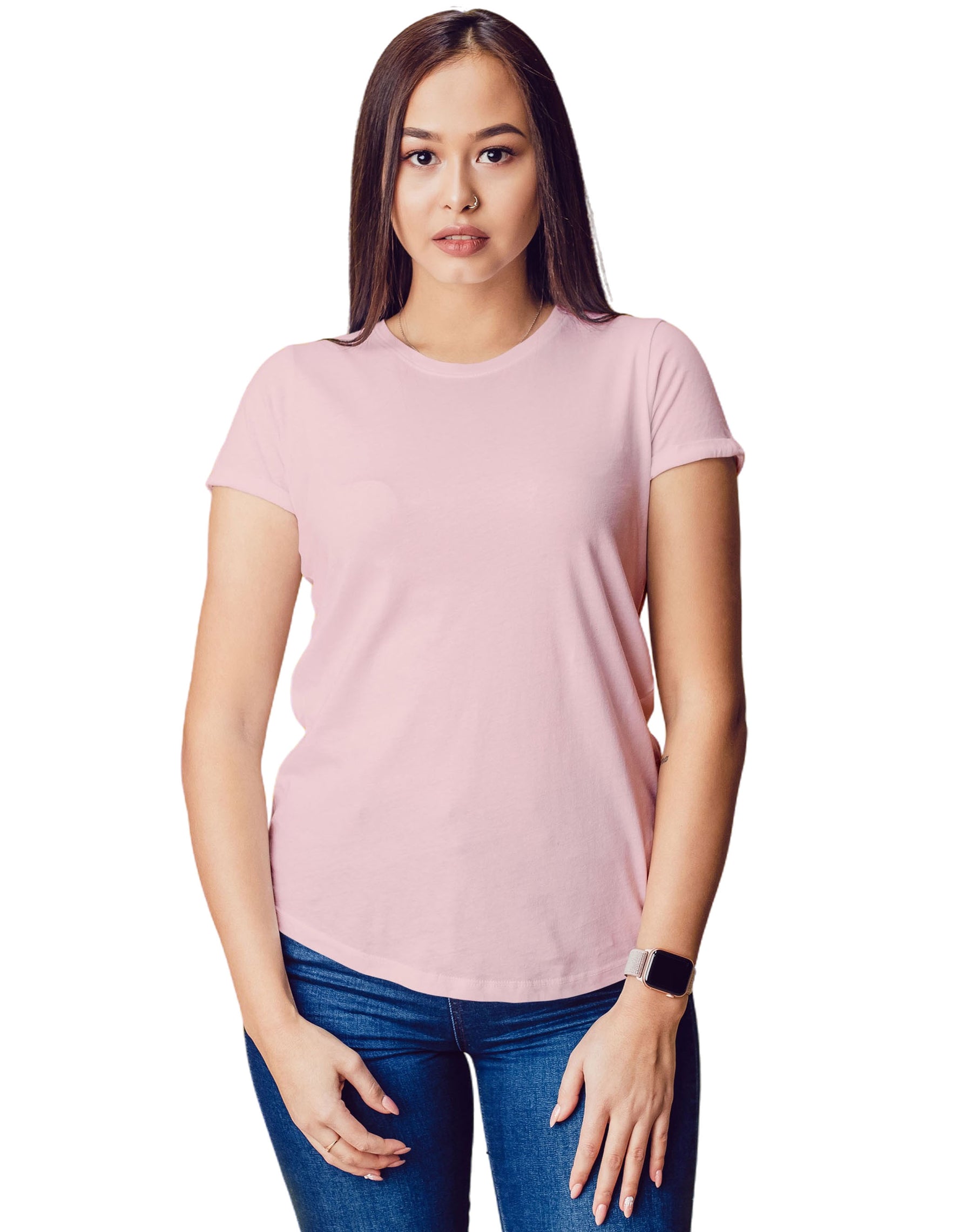 blusa para dama tacto algodón brush, cuello redondo, manga corta