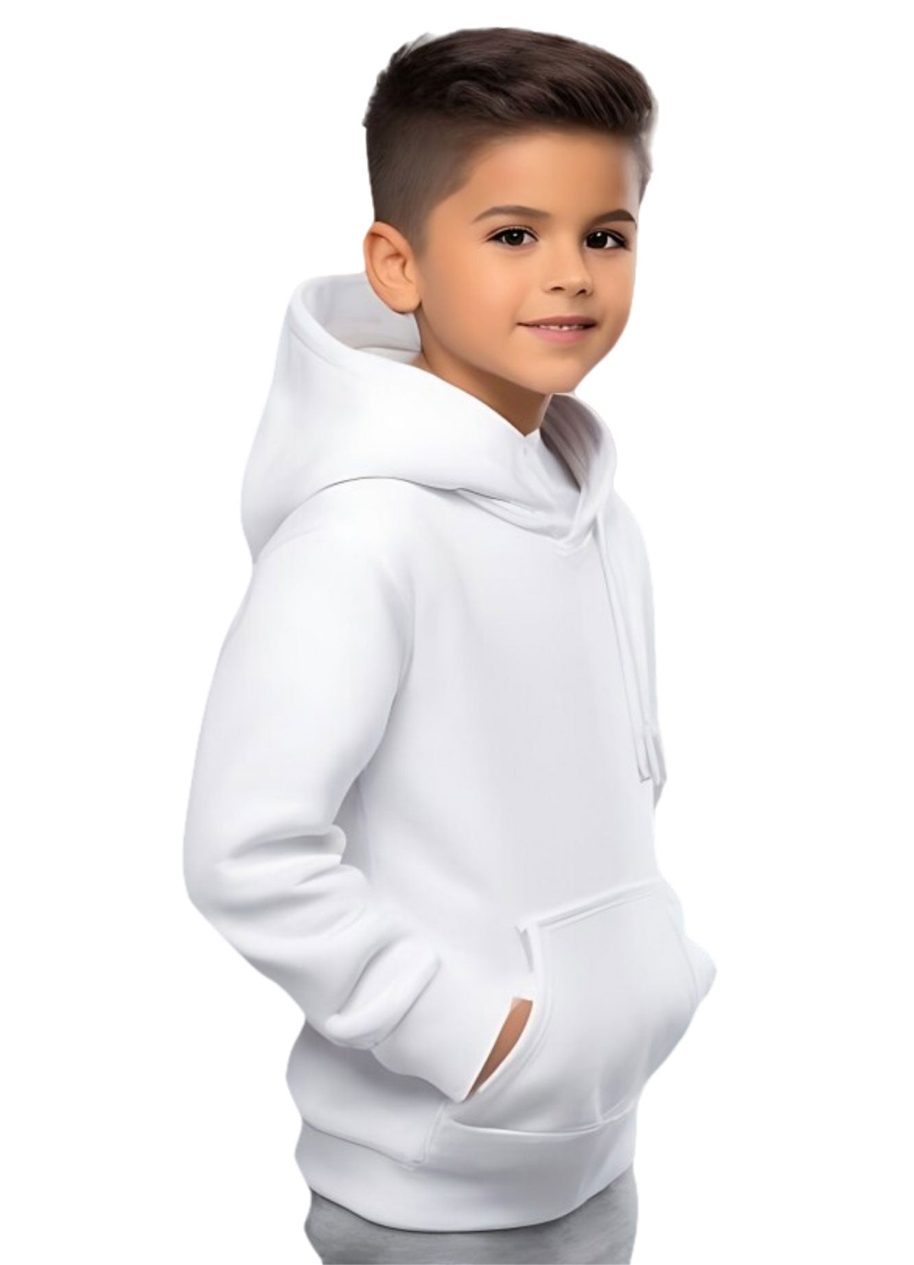 sudadera de felpa para sublimar de niño y niña con gorro y cangurera