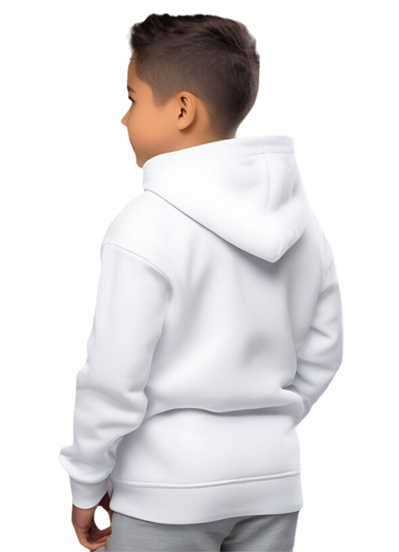 sudadera de felpa para sublimar de niño y niña con gorro y cangurera