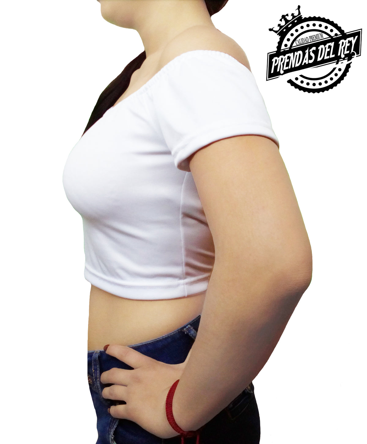 crop top sin hombros tacto algodón brush