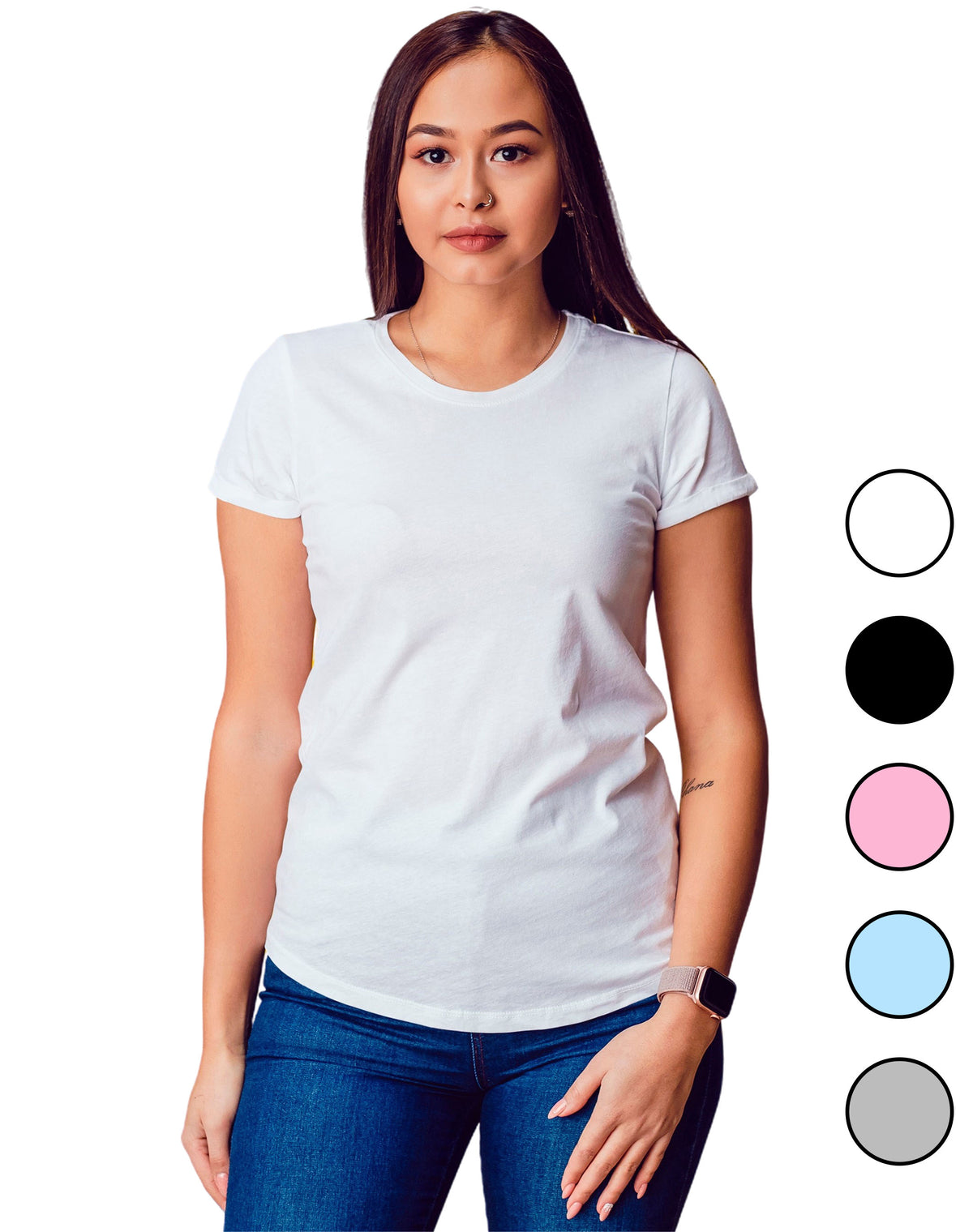 blusa para dama tacto algodón brush, cuello redondo, manga corta