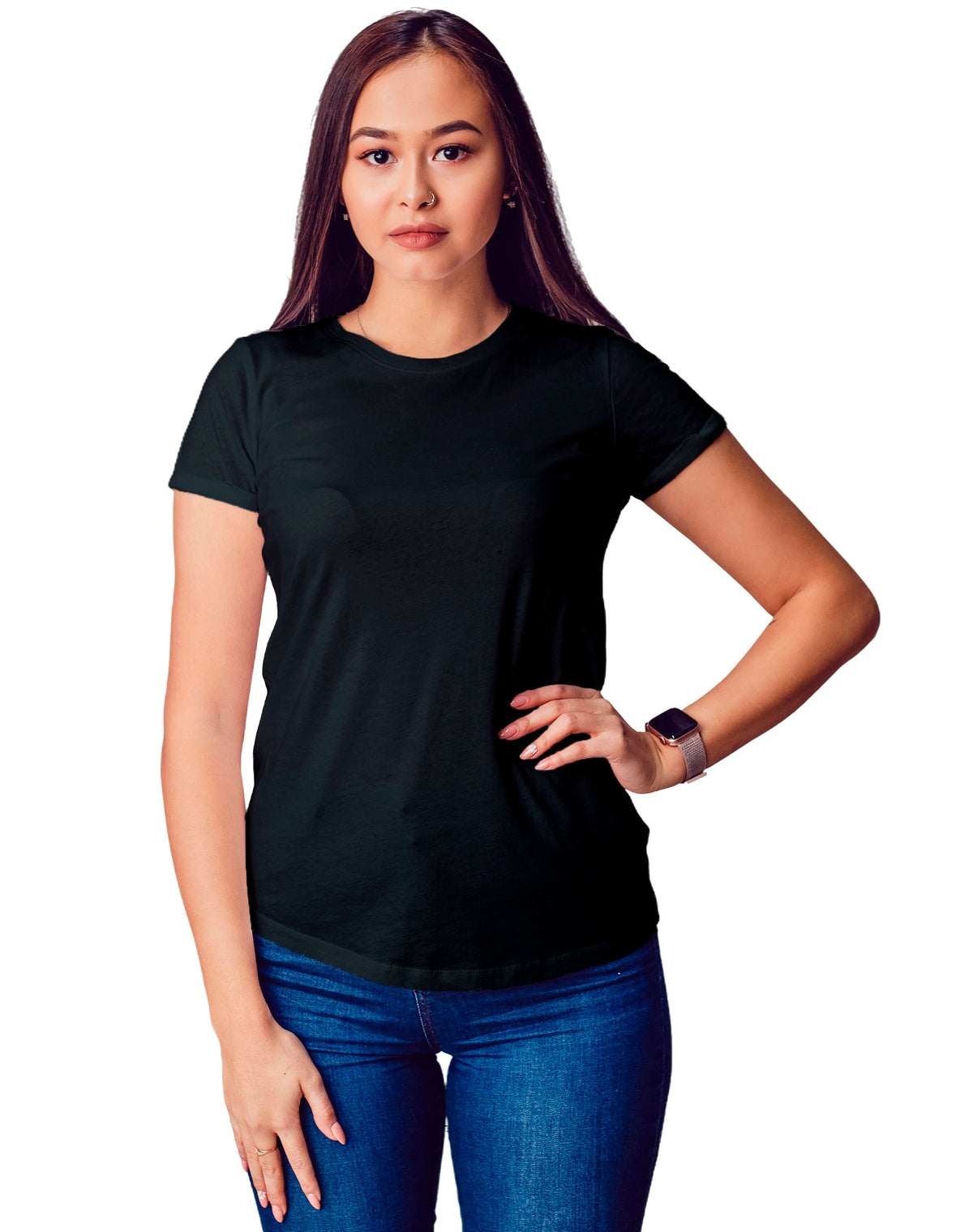 blusa para dama tacto algodón brush, cuello redondo, manga corta